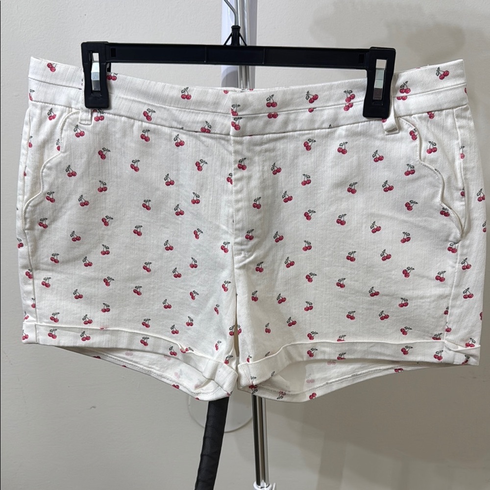 Blue Rain High Waist White and Red Anchor Print Shorts